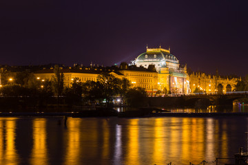 Fototapeta na wymiar National theatre at night in Prague