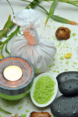 candles with colored stones