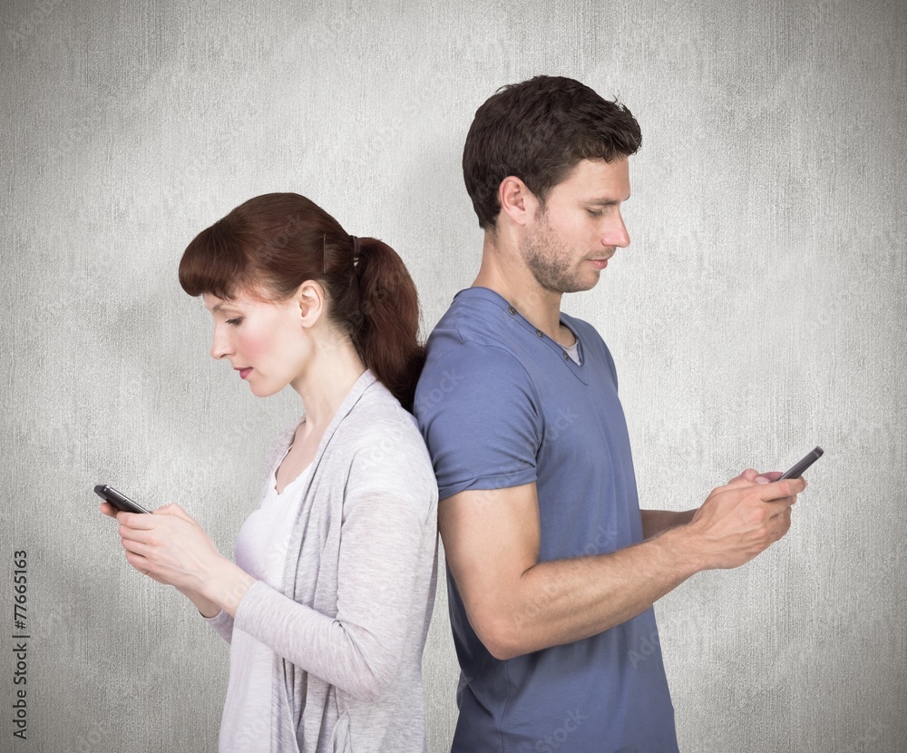 Aufkleber Composite image of couple both sending text messages
