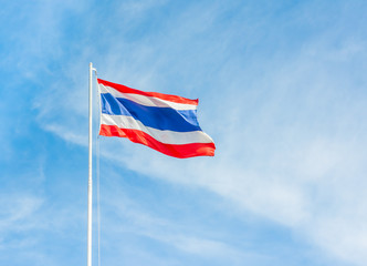 Fototapeta premium Flag of Thailand with clear blue sky