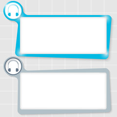 set of two text boxes for text and headphones