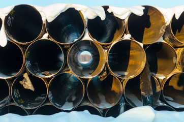 Old, rusty, dirty pipe from the pipeline