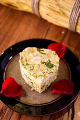 The heart-shaped cake