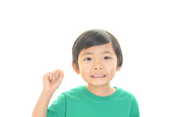 ガッツポーズの男の子