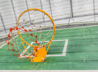 old green basketball board with hoop