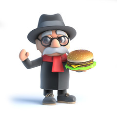 3d Grandpa has a burger