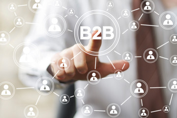 Businessman hand press online web b2b icon button