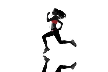 Fototapeta na wymiar Composite image of full length of healthy woman jogging
