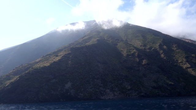 Navigation around the volcano Stromboli , Italy