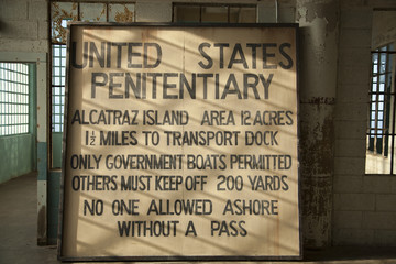 Old Sign Inside Alcatraz Prison 