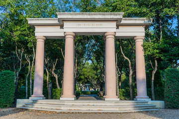 Stone pillars in the garden