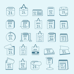Calendar Icons Set - Isolated On Blue Background - Vector Illustration, Graphic Design, Editable For Your Design