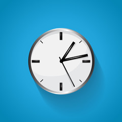Clock - Isolated On Blue Background - Vector Illustration, Graphic Design, Editable For Your Design