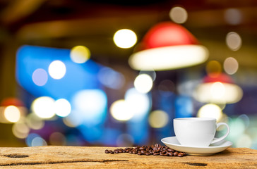 Coffee shop blur background with bokeh image.