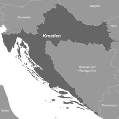Kroatien in Graustufen (beschriftet)