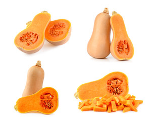 Butternut squash or pumpkin on white background