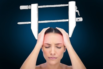 Composite image of woman with headache