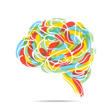 abstract painted brain design vector