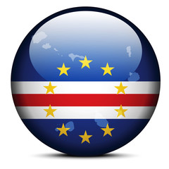 Map on flag button of Republic of Cabo Verde