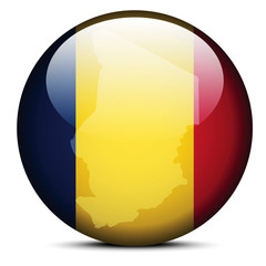 Fototapeta premium Map on flag button of Republic of Chad