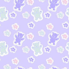 Baby  bear animals seamless Pattern
