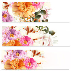 Floral brochures set with flowers