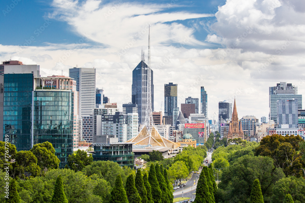 Wall mural view of melbourne cbd