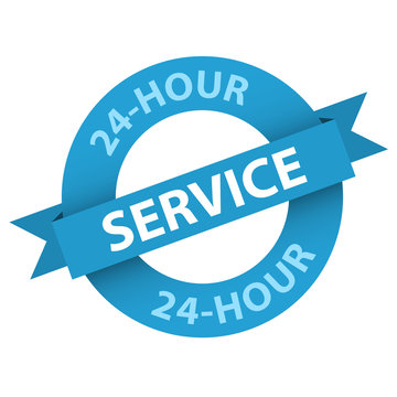 "24-HOUR SERVICE" Stamp (opening hours customer support button)