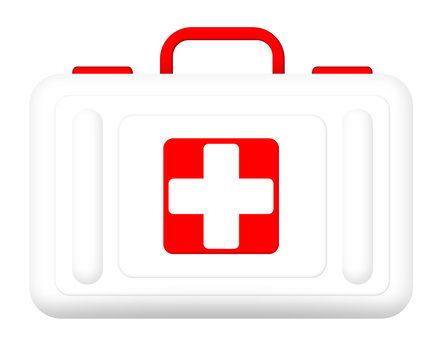 Medical first aid kit isolated on white