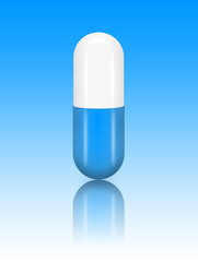 Medicine pill (capsule) with a reflection on gradient table