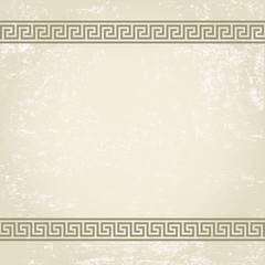 antique wall with greek ornament meander.vector background - obrazy, fototapety, plakaty