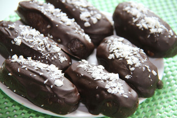 Fresh tasty homemade chocolate pastries