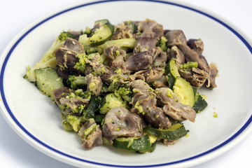 Chicken gizzards with zucchini