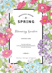 Naklejka premium Vintage vector vertical card spring.