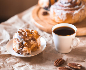cinnabon with coffee