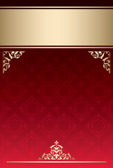 background with red gradient and golden decor - vector