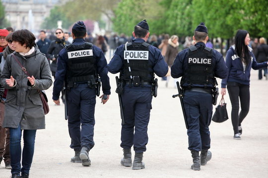 French police control the street, Paris