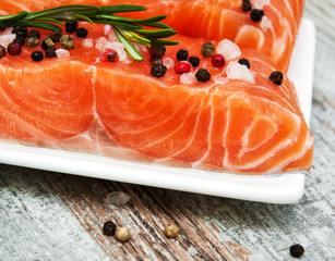 portions of fresh salmon fillet