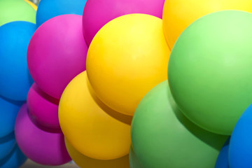 multicolored balloons closeup as background