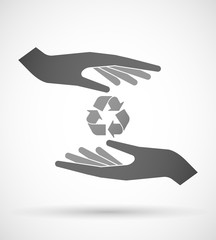 Hands protecting or giving a recycle sign