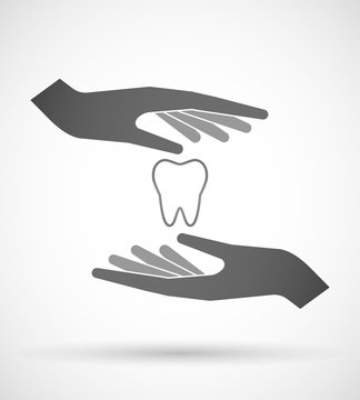 Hands protecting or giving a tooth