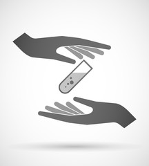 Obraz premium Hands protecting or giving a chemical test tube