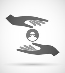 Hands protecting or giving a thief avatar