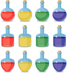 colored small bottles
