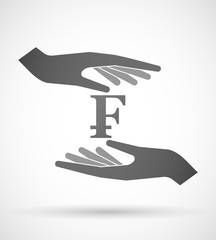 Hands protecting or giving a currency sign