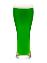 Glass of green beer isolated