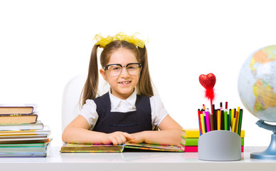 Schoolgirl at her desk