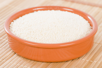Farofa - Bowl of toasted manioc flour.