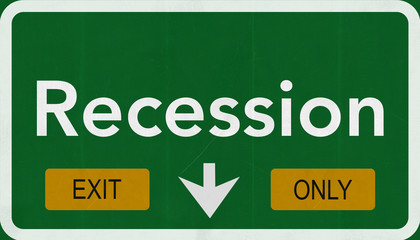 Recession Highway Road Sign Exit Only Concept
