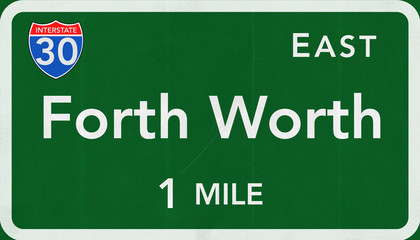 Forth Worth USA Interstate Highway Sign